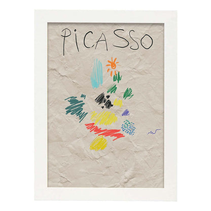 Lamina artistica decorativa con ilustración de Exposición Picasso 1-Artwork-Nacnic-A4-Marco Blanco-Nacnic Estudio SL
