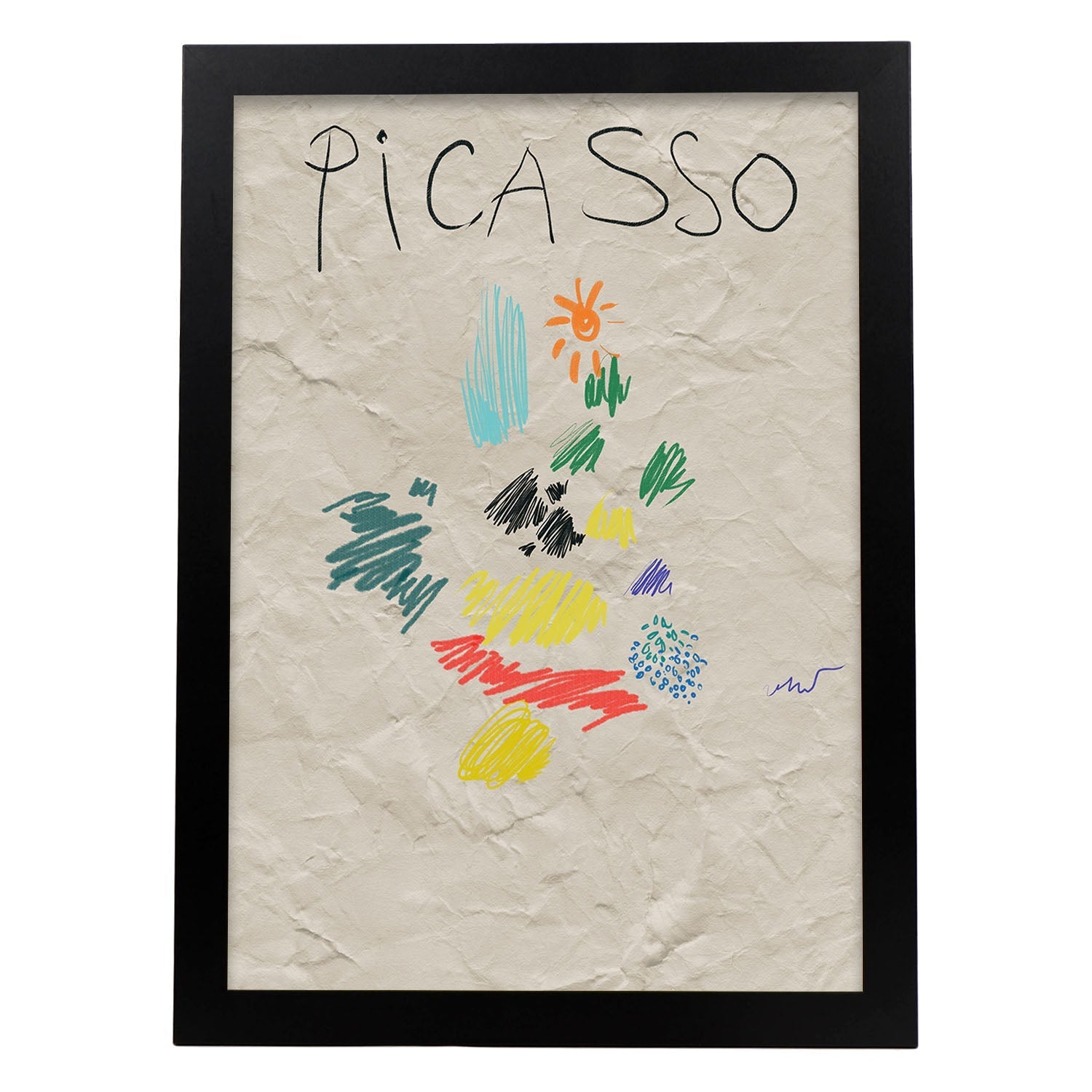 Lamina artistica decorativa con ilustración de Exposición Picasso 1-Artwork-Nacnic-A4-Marco Negro-Nacnic Estudio SL