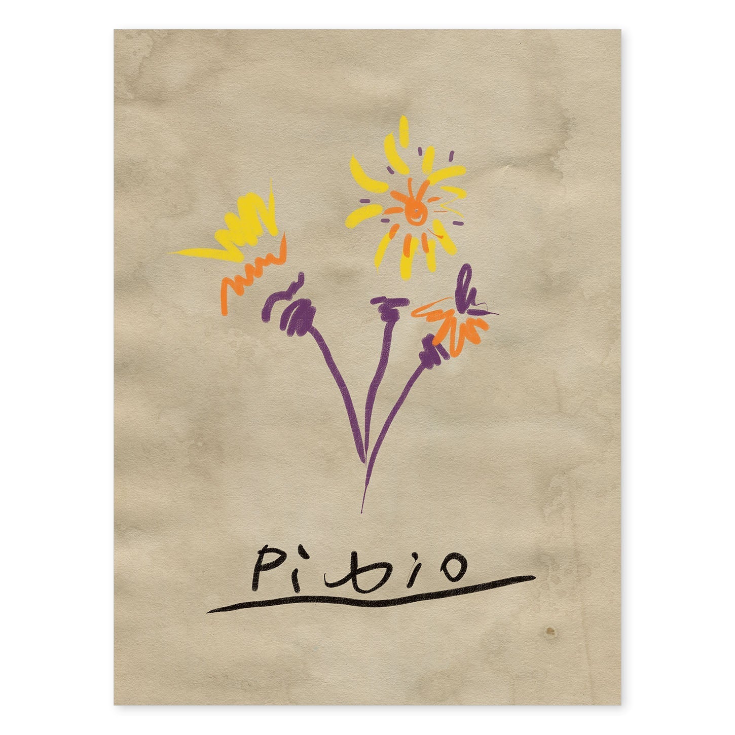 Lamina artistica decorativa con ilustración de Exposición Picasso 2-Artwork-Nacnic-A4-Sin marco-Nacnic Estudio SL