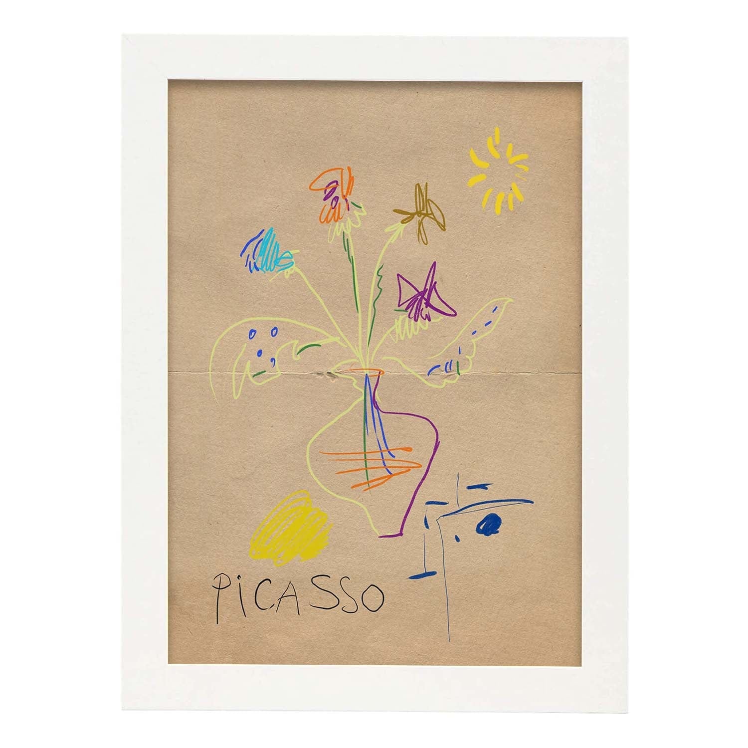 Lamina artistica decorativa con ilustración de Exposición Picasso 3-Artwork-Nacnic-A3-Marco Blanco-Nacnic Estudio SL
