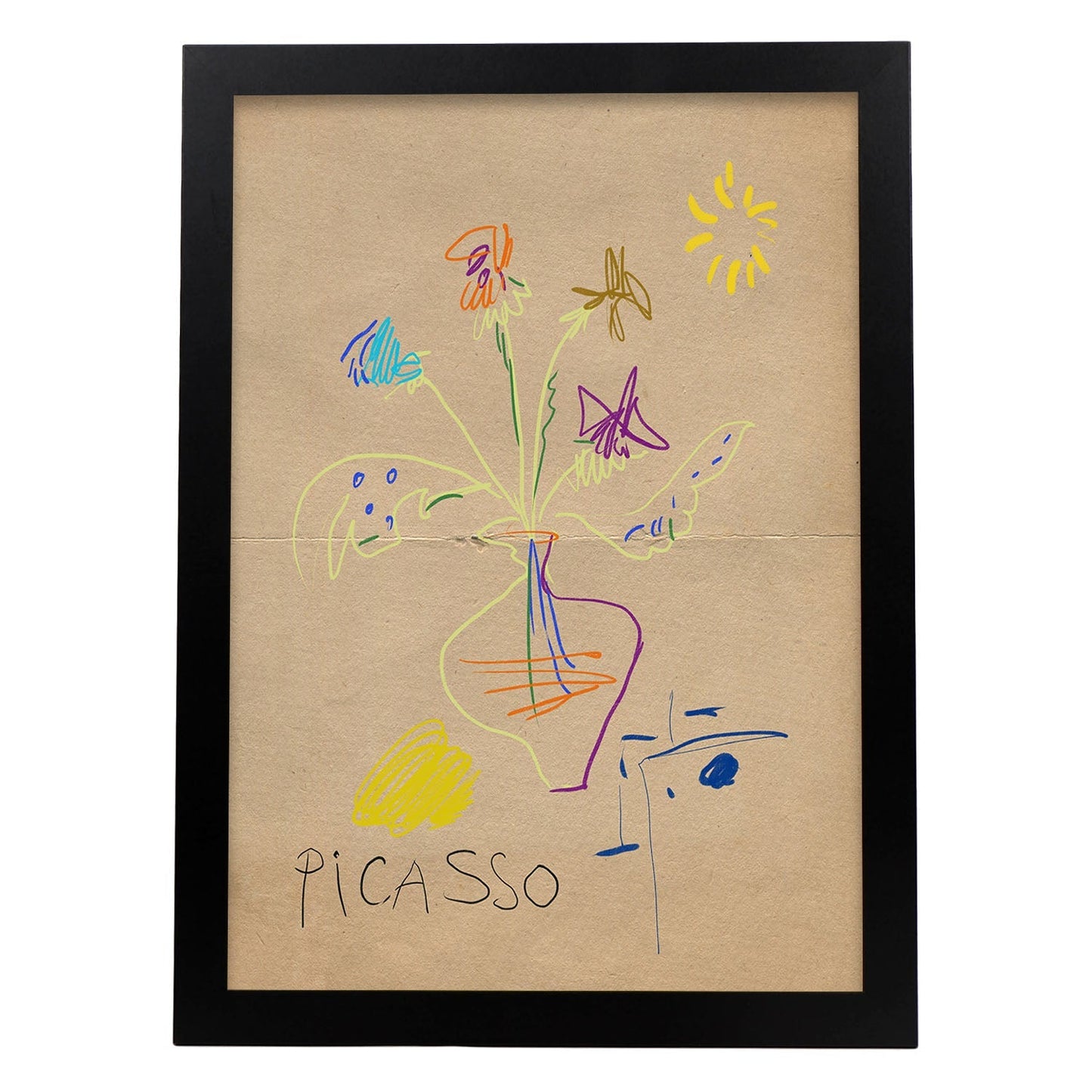 Lamina artistica decorativa con ilustración de Exposición Picasso 3-Artwork-Nacnic-A3-Marco Negro-Nacnic Estudio SL