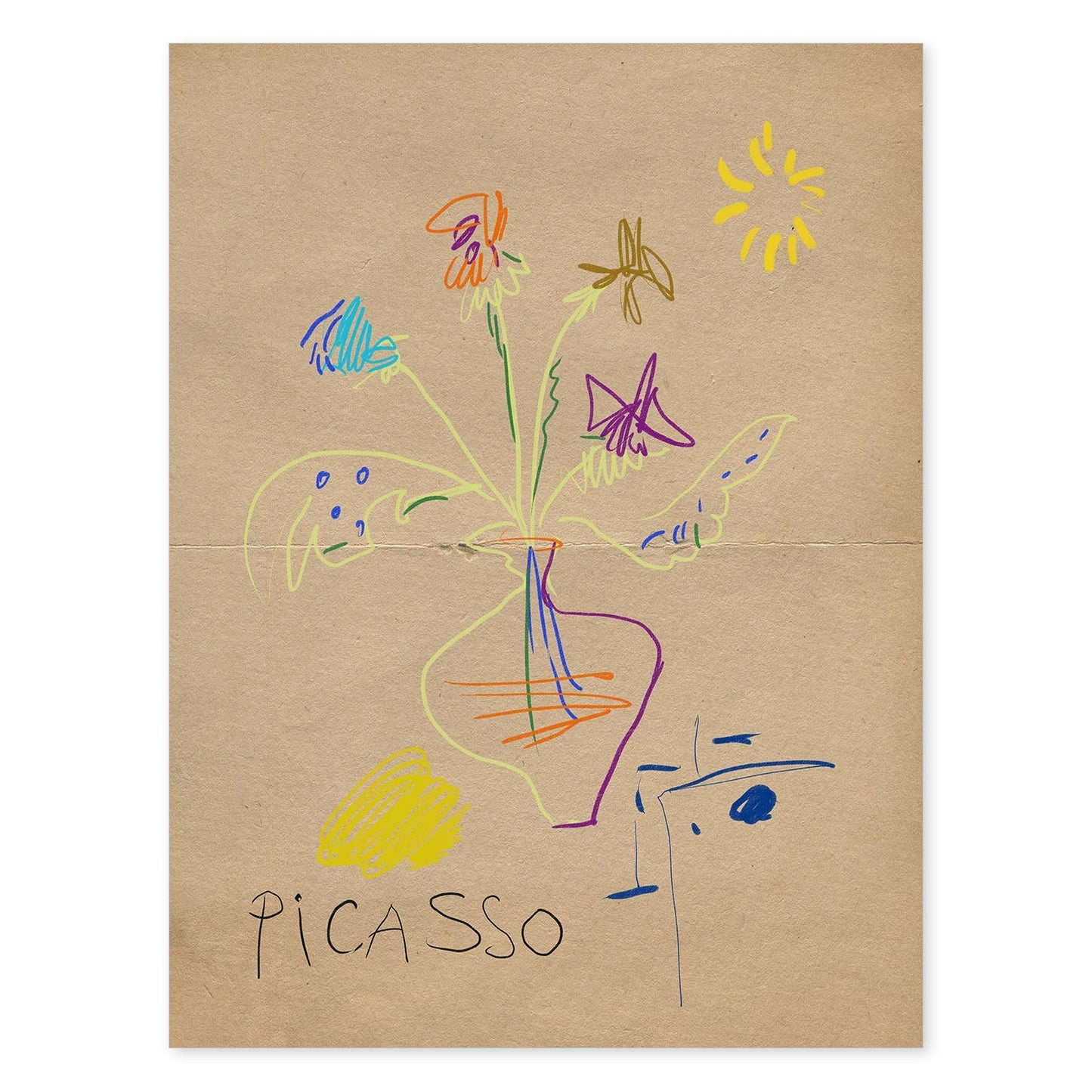 Lamina artistica decorativa con ilustración de Exposición Picasso 3-Artwork-Nacnic-A4-Sin marco-Nacnic Estudio SL