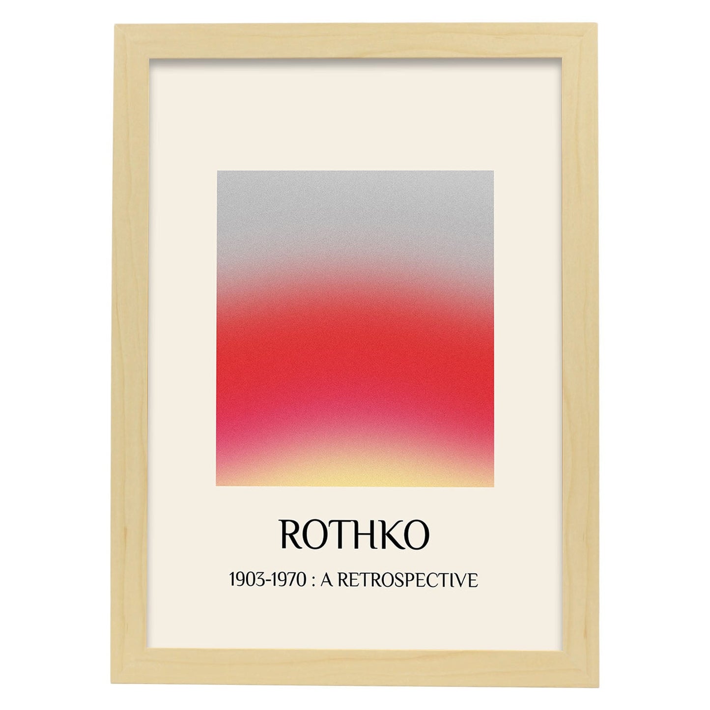 Lamina artistica decorativa con ilustración de Exposición Rothko 5 estilo expresionismo abstracto-Artwork-Nacnic-A3-Marco Madera clara-Nacnic Estudio SL