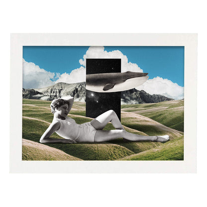 Lamina artistica decorativa con ilustración de Field estilo Collage-Artwork-Nacnic-A4-Marco Blanco-Nacnic Estudio SL