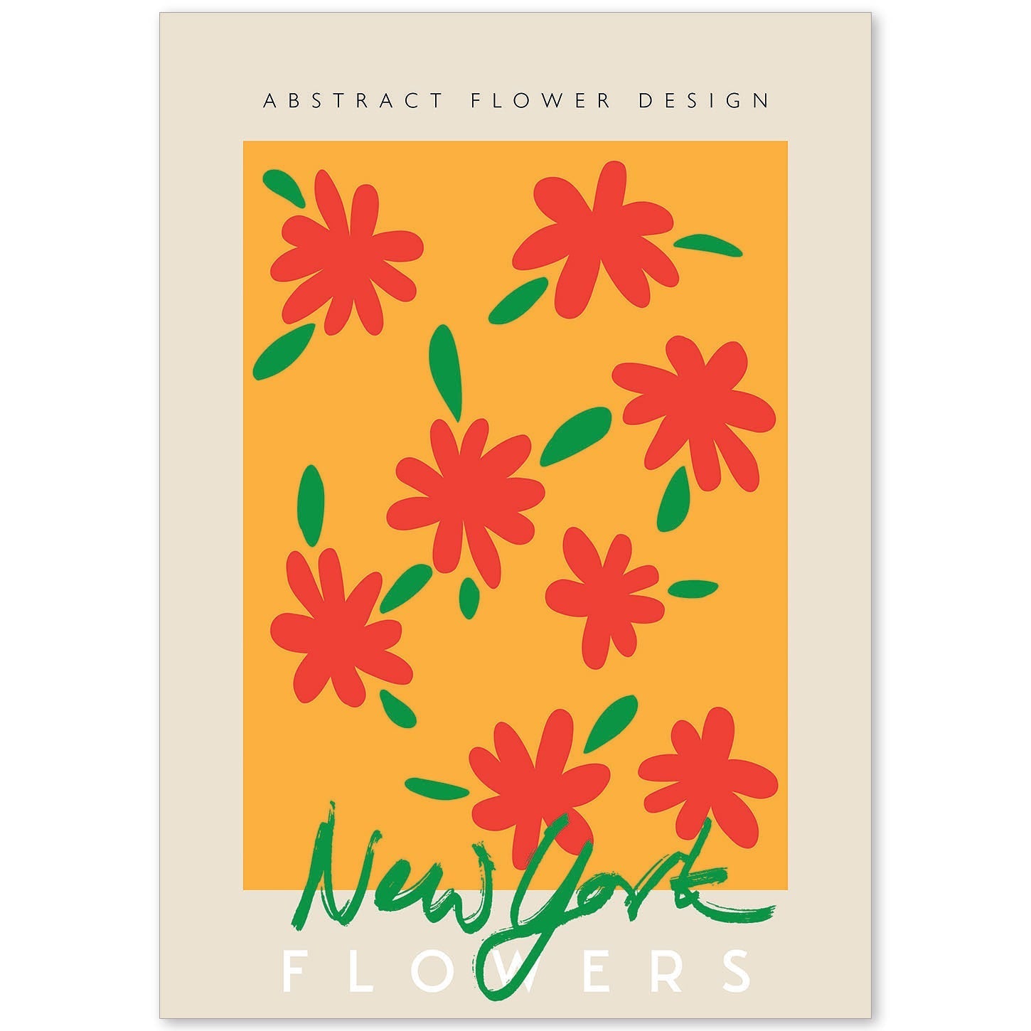 Lamina artistica decorativa con ilustración de Flor abstracta diseño de flores de Nueva York-Artwork-Nacnic-A4-Sin marco-Nacnic Estudio SL