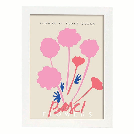 Lamina artistica decorativa con ilustración de Flores de Basilea-Artwork-Nacnic-A4-Marco Blanco-Nacnic Estudio SL