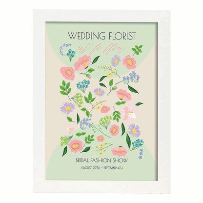 Lamina artistica decorativa con ilustración de Flores de boda 03-Artwork-Nacnic-A4-Marco Blanco-Nacnic Estudio SL
