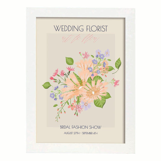 Lamina artistica decorativa con ilustración de Flores de boda 04-Artwork-Nacnic-A4-Marco Blanco-Nacnic Estudio SL