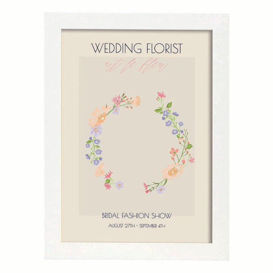 Lamina artistica decorativa con ilustración de Flores de boda 05-Artwork-Nacnic-A4-Marco Blanco-Nacnic Estudio SL