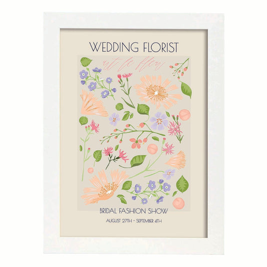 Lamina artistica decorativa con ilustración de Flores de boda 06-Artwork-Nacnic-A4-Marco Blanco-Nacnic Estudio SL