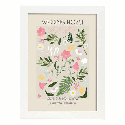 Lamina artistica decorativa con ilustración de Flores de boda 08-Artwork-Nacnic-A4-Marco Blanco-Nacnic Estudio SL