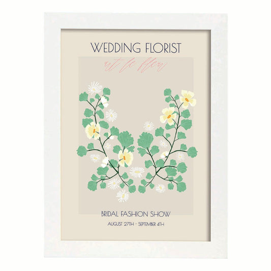 Lamina artistica decorativa con ilustración de Flores de boda 13-Artwork-Nacnic-A4-Marco Blanco-Nacnic Estudio SL