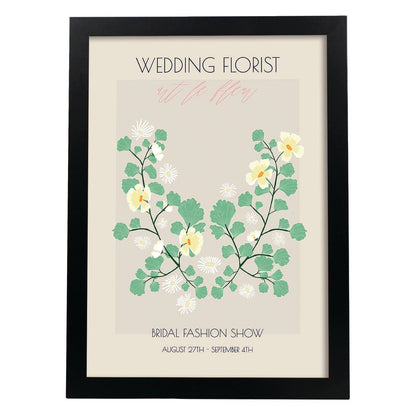 Lamina artistica decorativa con ilustración de Flores de boda 13-Artwork-Nacnic-A4-Marco Negro-Nacnic Estudio SL