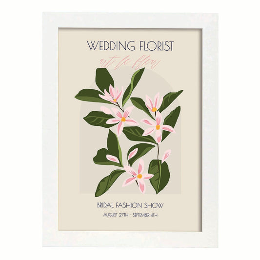 Lamina artistica decorativa con ilustración de Flores de boda 16-Artwork-Nacnic-A4-Marco Blanco-Nacnic Estudio SL