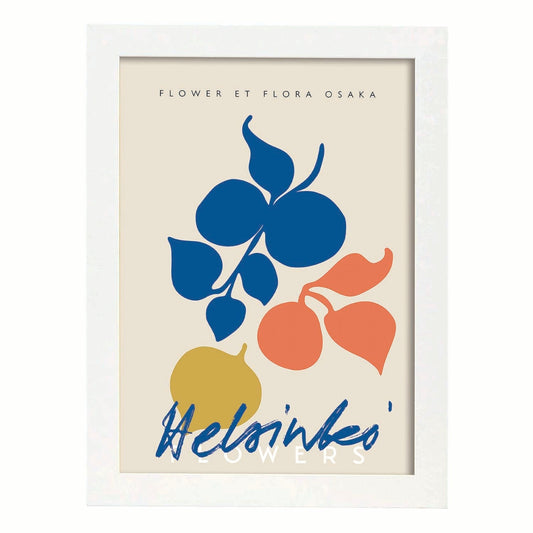 Lamina artistica decorativa con ilustración de Flores de Helsinkei-Artwork-Nacnic-A4-Marco Blanco-Nacnic Estudio SL