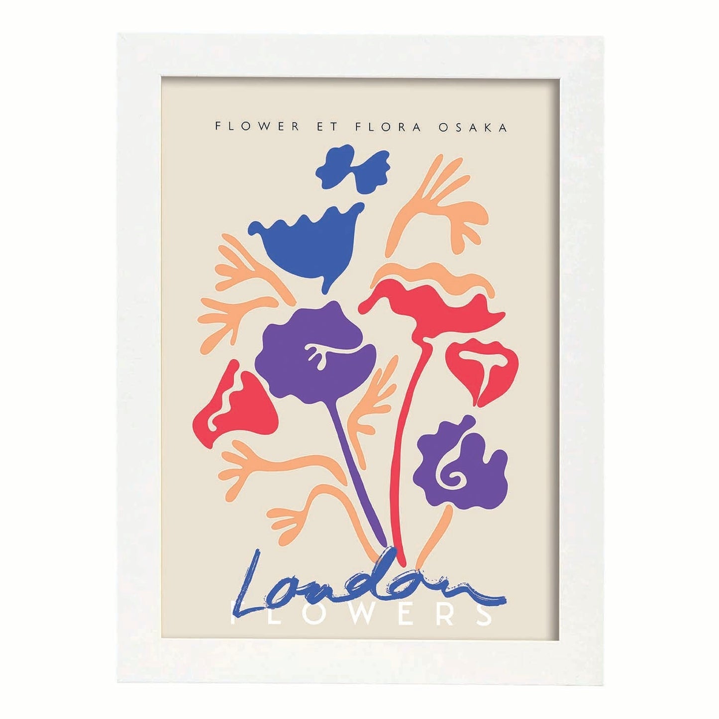 Lamina artistica decorativa con ilustración de Flores de Londres-Artwork-Nacnic-A3-Marco Blanco-Nacnic Estudio SL