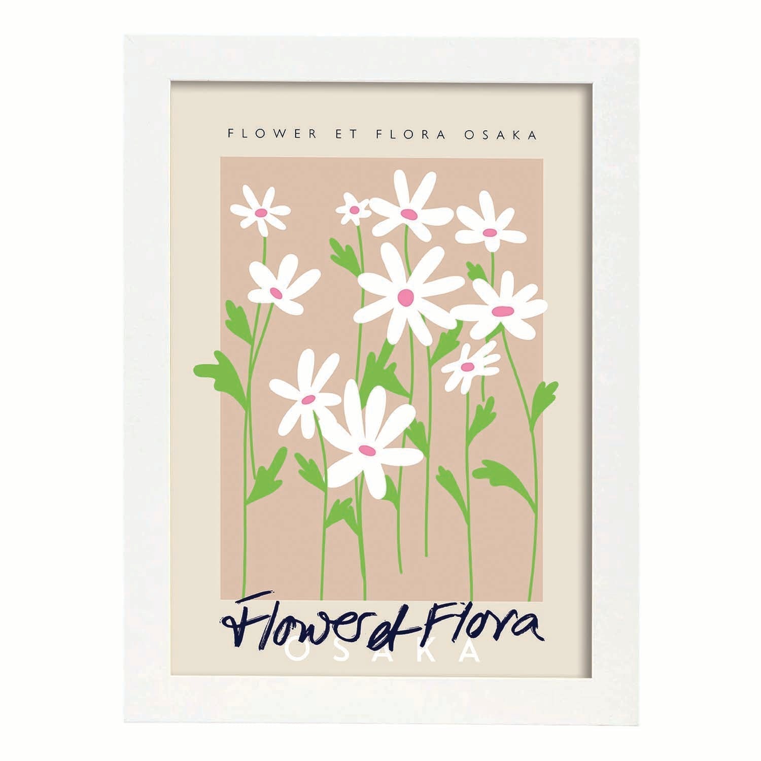 Lamina artistica decorativa con ilustración de Flower et flora osaka-Artwork-Nacnic-A4-Marco Blanco-Nacnic Estudio SL