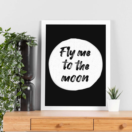 Lamina artistica decorativa con ilustración de fly me to the moon estilo Mensaje inspiracional-Artwork-Nacnic-Nacnic Estudio SL