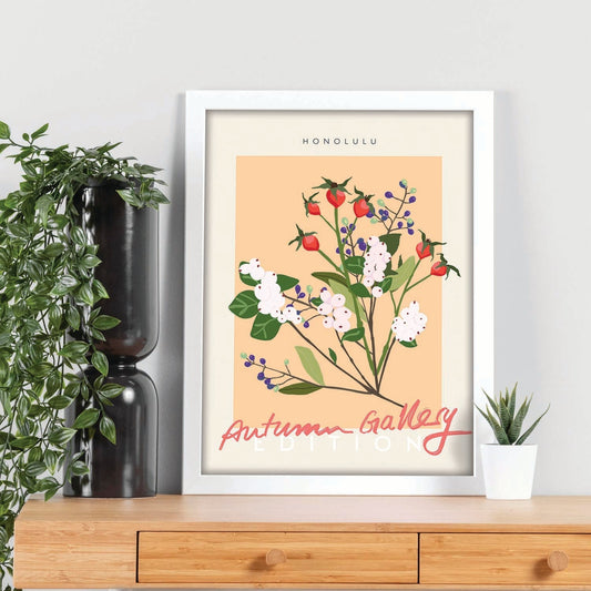 Lamina artistica decorativa con ilustración de Galería de otoño HONOLULU-Artwork-Nacnic-Nacnic Estudio SL