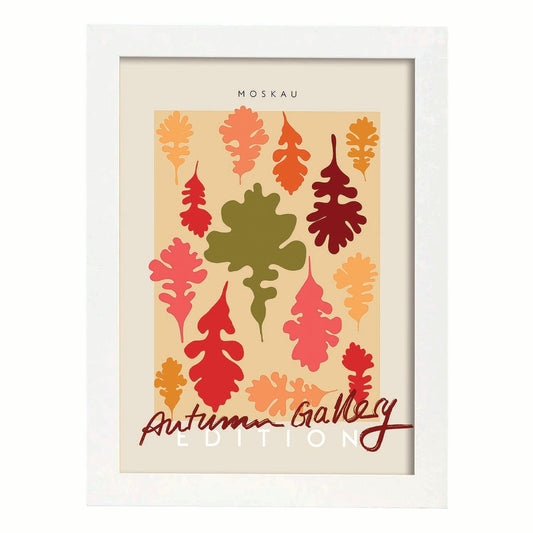 Lamina artistica decorativa con ilustración de Galería de otoño Moskau-Artwork-Nacnic-A4-Marco Blanco-Nacnic Estudio SL