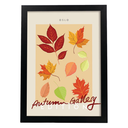 Lamina artistica decorativa con ilustración de Galería de otoño Oslo-Artwork-Nacnic-A4-Marco Negro-Nacnic Estudio SL