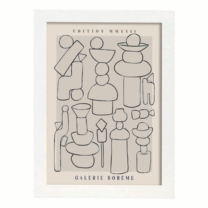 Lamina artistica decorativa con ilustración de Galerie Boheme cerámica-Artwork-Nacnic-A4-Marco Blanco-Nacnic Estudio SL