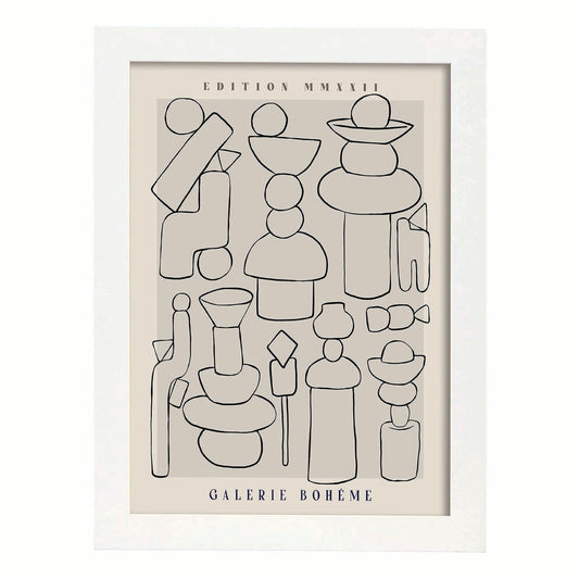 Lamina artistica decorativa con ilustración de Galerie Boheme cerámica-Artwork-Nacnic-A4-Marco Blanco-Nacnic Estudio SL