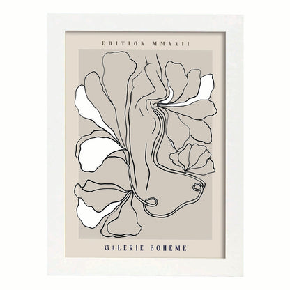 Lamina artistica decorativa con ilustración de Galerie Boheme Cintura-Artwork-Nacnic-A4-Marco Blanco-Nacnic Estudio SL