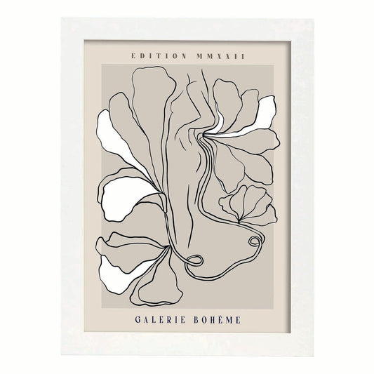 Lamina artistica decorativa con ilustración de Galerie Boheme Cintura-Artwork-Nacnic-A4-Marco Blanco-Nacnic Estudio SL