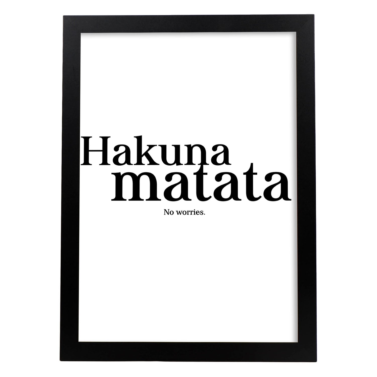 Lamina artistica decorativa con ilustración de hakuna matata estilo Mensaje inspiracional-Artwork-Nacnic-A3-Marco Negro-Nacnic Estudio SL