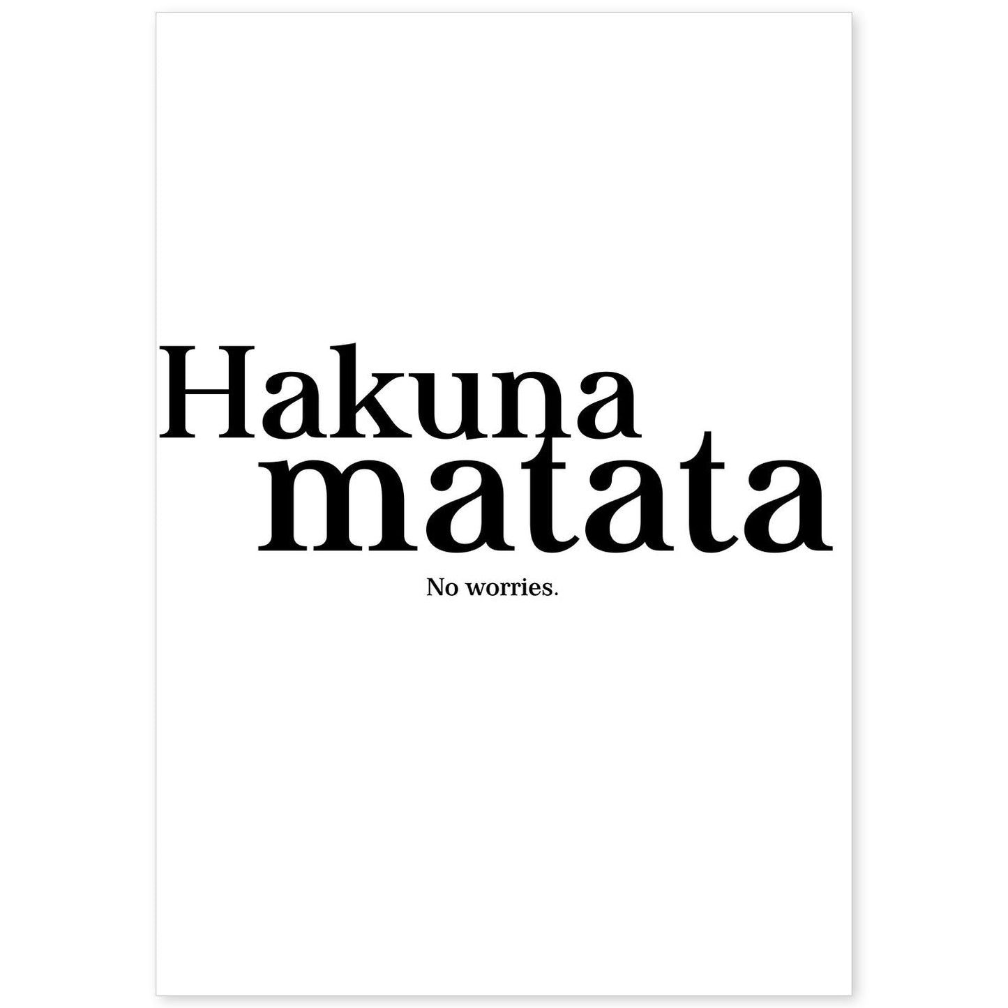 Lamina artistica decorativa con ilustración de hakuna matata estilo Mensaje inspiracional-Artwork-Nacnic-A4-Sin marco-Nacnic Estudio SL