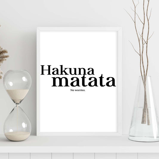 Lamina artistica decorativa con ilustración de hakuna matata estilo Mensaje inspiracional-Artwork-Nacnic-Nacnic Estudio SL