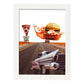 Lamina artistica decorativa con ilustración de Hamburguesa estilo Collage-Artwork-Nacnic-A3-Marco Blanco-Nacnic Estudio SL