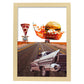 Lamina artistica decorativa con ilustración de Hamburguesa estilo Collage-Artwork-Nacnic-A3-Marco Madera clara-Nacnic Estudio SL