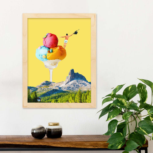 Lamina artistica decorativa con ilustración de Helado con frutas y nueces estilo Collage-Artwork-Nacnic-Nacnic Estudio SL