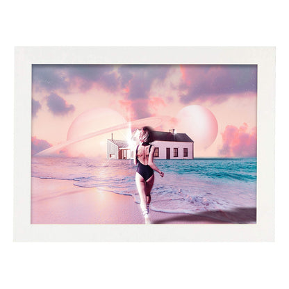 Lamina artistica decorativa con ilustración de House estilo Collage-Artwork-Nacnic-A4-Marco Blanco-Nacnic Estudio SL