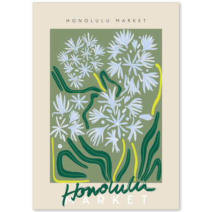 Lamina artistica decorativa con ilustración de Mercado de Honolulu-Artwork-Nacnic-A4-Sin marco-Nacnic Estudio SL
