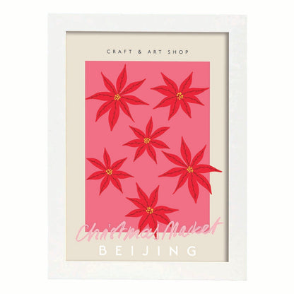Lamina artistica decorativa con ilustración de Mercado de Navidad Pekín estilo Abstracto-Artwork-Nacnic-A4-Marco Blanco-Nacnic Estudio SL