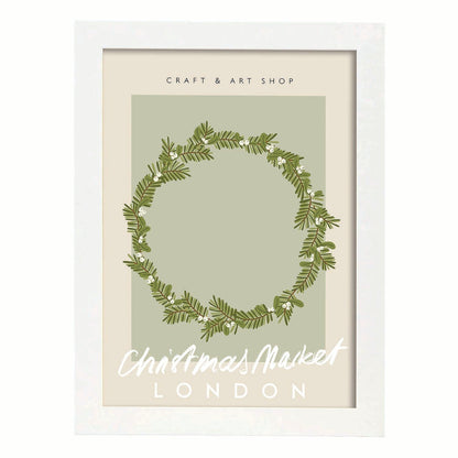 Lamina artistica decorativa con ilustración de Mercado navideño londres estilo Abstracto-Artwork-Nacnic-A4-Marco Blanco-Nacnic Estudio SL