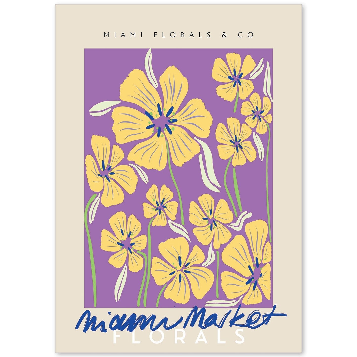 Lamina artistica decorativa con ilustración de Miami florals _ co-Artwork-Nacnic-A4-Sin marco-Nacnic Estudio SL
