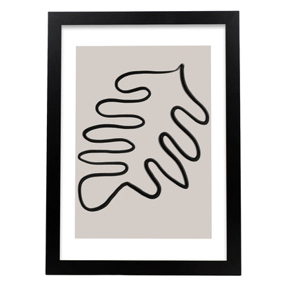 Lamina artistica decorativa con ilustración de Moderno Linea 03 estilo Abstracto-Artwork-Nacnic-A4-Marco Negro-Nacnic Estudio SL