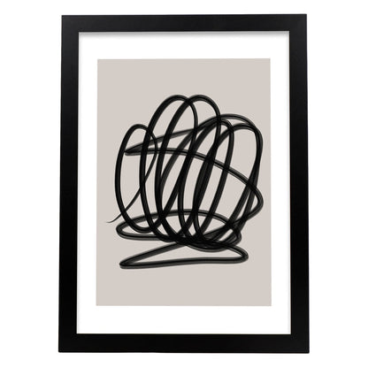 Lamina artistica decorativa con ilustración de Moderno Linea 15 estilo Abstracto-Artwork-Nacnic-A4-Marco Negro-Nacnic Estudio SL