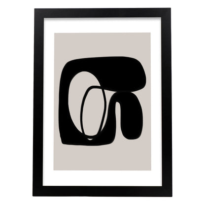 Lamina artistica decorativa con ilustración de Moderno Negro 02 estilo Abstracto-Artwork-Nacnic-A4-Marco Negro-Nacnic Estudio SL