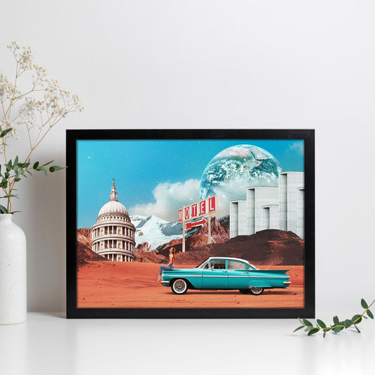 Lamina artistica decorativa con ilustración de Motel estilo Collage-Artwork-Nacnic-Nacnic Estudio SL