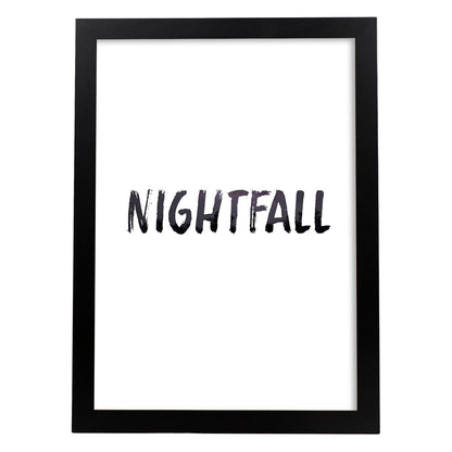 Lamina artistica decorativa con ilustración de nightfall estilo Mensaje inspiracional-Artwork-Nacnic-A4-Marco Negro-Nacnic Estudio SL