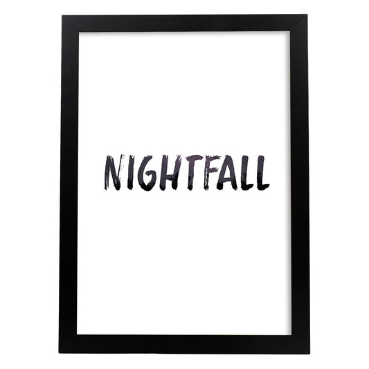 Lamina artistica decorativa con ilustración de nightfall estilo Mensaje inspiracional-Artwork-Nacnic-A4-Marco Negro-Nacnic Estudio SL