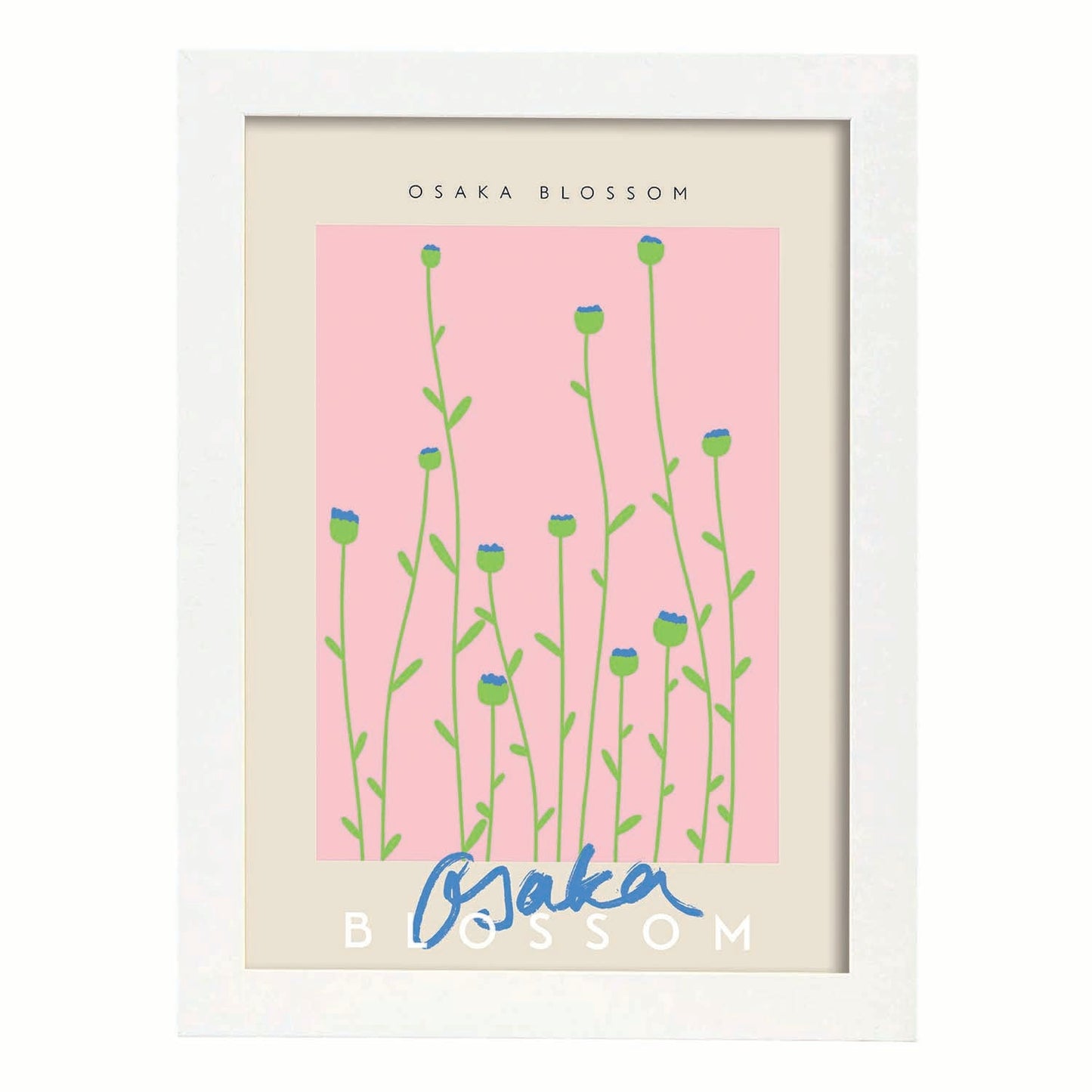 Lamina artistica decorativa con ilustración de Osaka Blossom-Artwork-Nacnic-A4-Marco Blanco-Nacnic Estudio SL