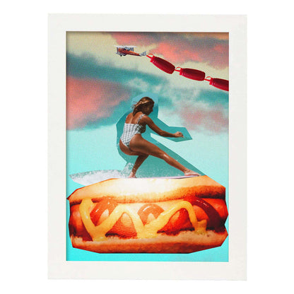 Lamina artistica decorativa con ilustración de Pancho estilo Collage-Artwork-Nacnic-A4-Marco Blanco-Nacnic Estudio SL