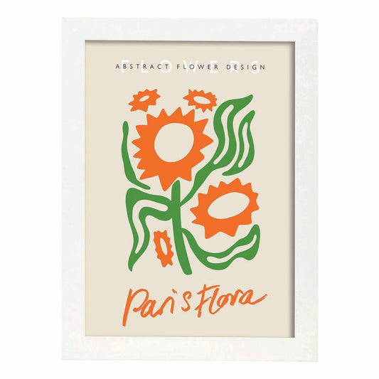 Lamina artistica decorativa con ilustración de Resumen Flor Design Paris Flora-Artwork-Nacnic-A4-Marco Blanco-Nacnic Estudio SL