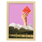 Lamina artistica decorativa con ilustración de Sandía en rodajas estilo Collage-Artwork-Nacnic-A4-Marco Madera clara-Nacnic Estudio SL